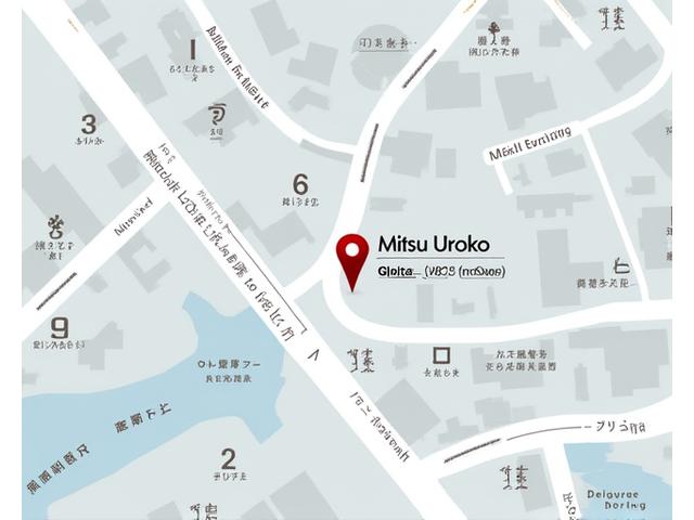 三つ鱗の地図。銀座の中心に位置する和風の建物