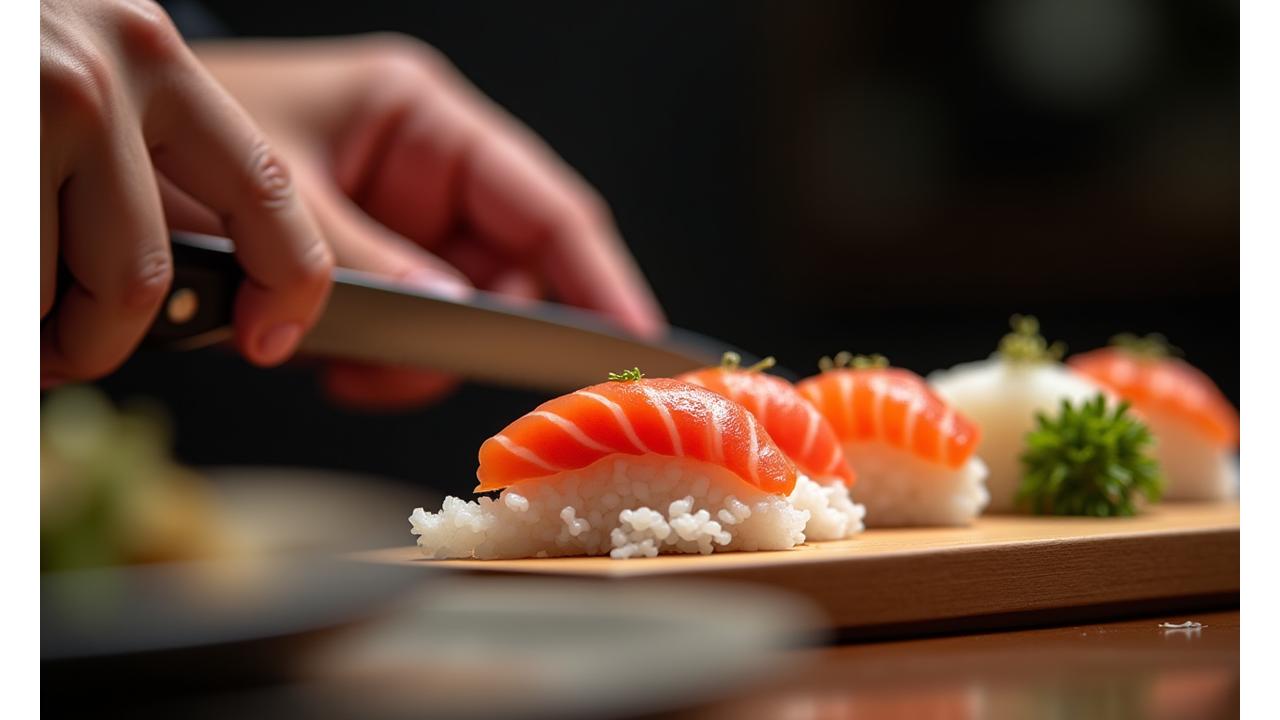 職人の手元が映る、美しい鮨の準備風景