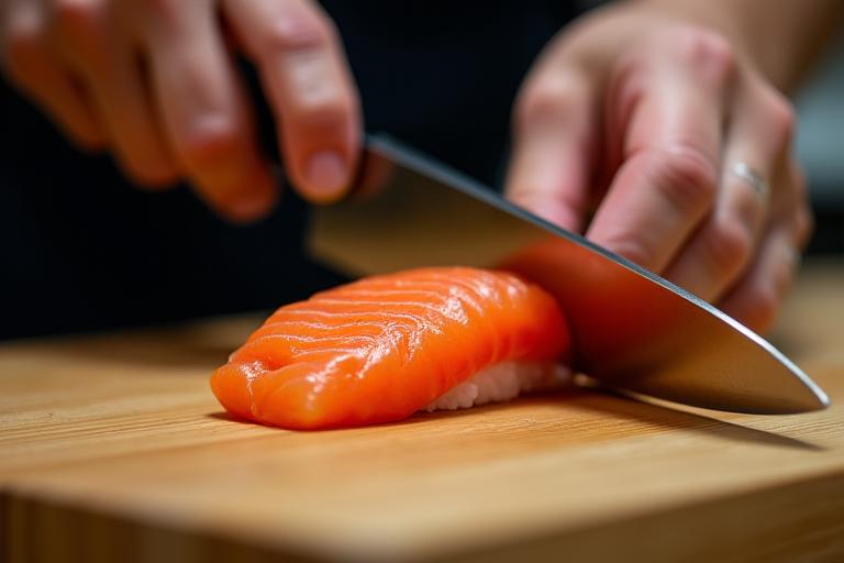 料理長が丁寧に魚を捌く様子